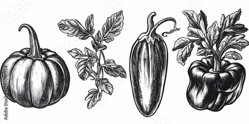 Hand-Drawn Vegetable Illust...