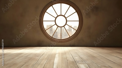 Empty Room with Oval Window...