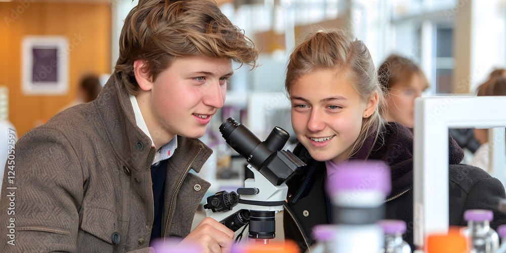 Researchers working in large laboratory.