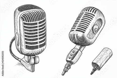 Vintage Microphones Drawn w...