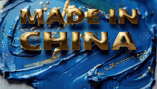 Wallpaper Mural Artistic Representation of 'Made in China' Signage on Blue Paint Torontodigital.ca
