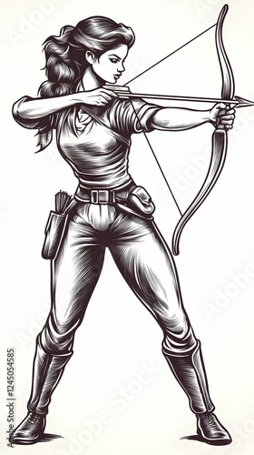 A Skilled Archer Woman Draw...