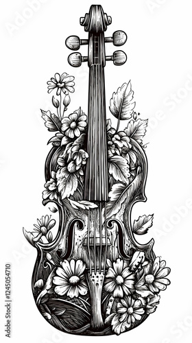 Violin adorned with bloomin...