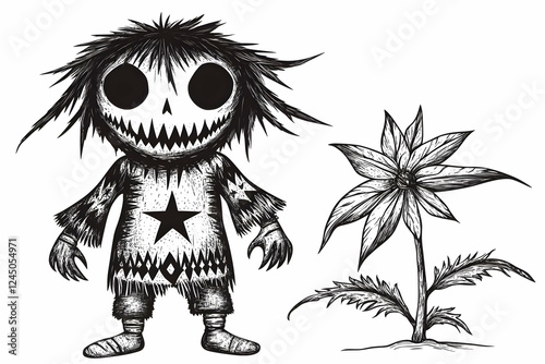 Spooky Scarecrow Doll Illus...