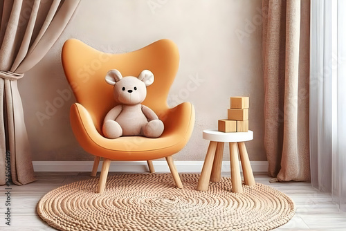 Cozy Playroom with Orange C...