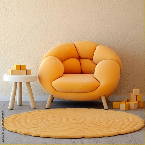 Orange Armchair in a Cozy P...