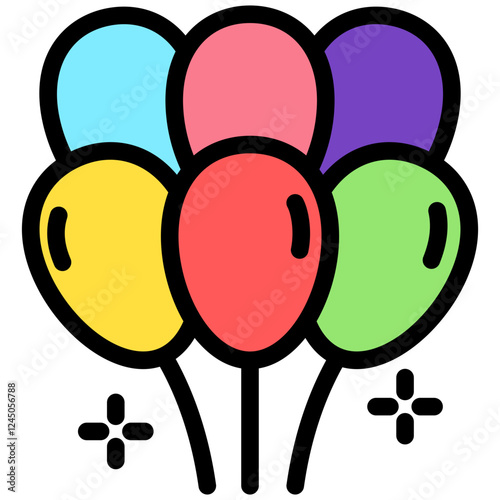 Balloons outline color icon. use for modern concept, print, UI, UX kit, web and app development. Vector EPS 10, related to entertainment, festival, hobbies.