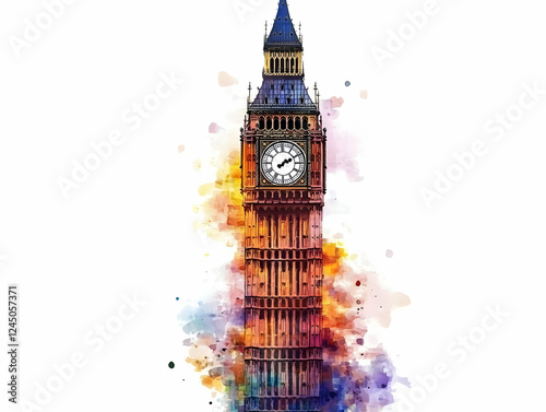 Watercolor Clock Tower Stan...