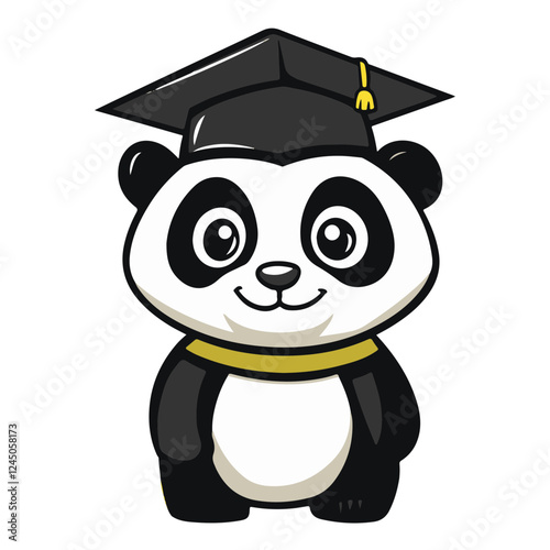 Silhouette of Panda with Graduation Hat – School & Success Theme