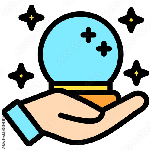 Fortune Teller outline color icon. use for modern concept, print, UI, UX kit, web and app development. Vector EPS 10, related to entertainment, festival, hobbies.