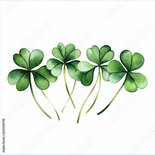 Watercolor Clover Leaves Il...