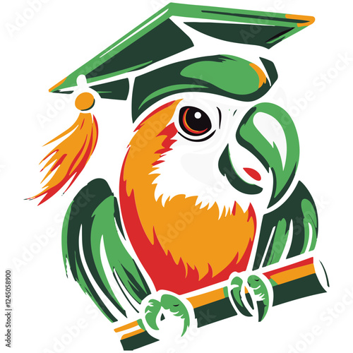 Graduation Hat and Parrot Silhouette – Perfect for Fun and Festive Designs