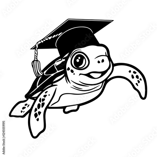 Turtle with Graduation Hat Silhouette – Fun and Inspiring Design