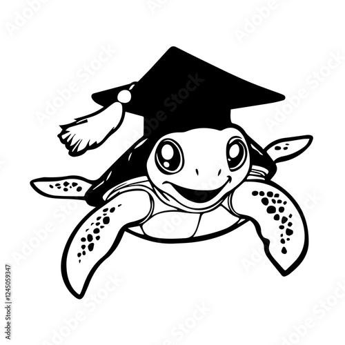 Turtle with Graduation Hat Silhouette – Fun and Inspiring Design