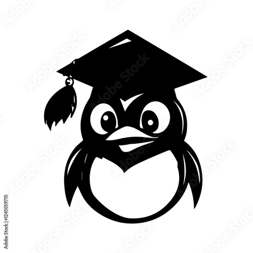 Whimsical Penguin with Graduation Cap Silhouette for Event Designs