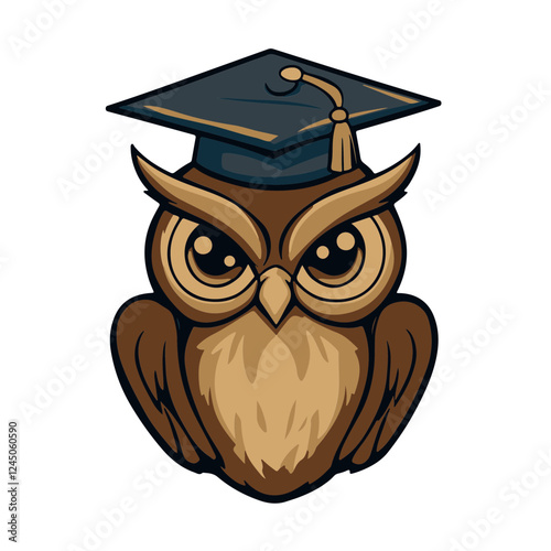 Silhouette Art: Owl with Graduation Cap for Academic Themes