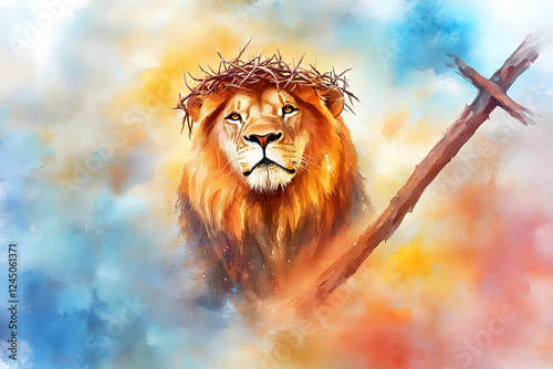 Majestic Lion with Crown of...