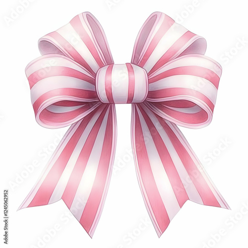 Pink and White Striped Bow ...