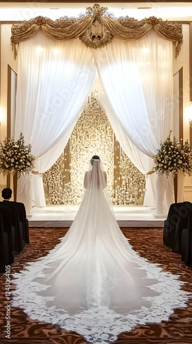 Bride in Elegant Gown Stand...