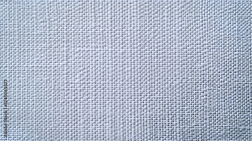 White Woven Fabric Texture Background Displays Detailed Textile Pattern Close Up View. White Woven Fabric Texture Background Displays Detailed Textile Pattern Close Up View.