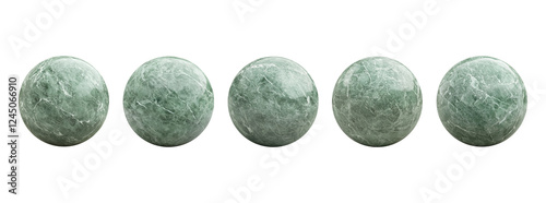 Round ball shaped green marble stone texture. Isolated on transparent background

