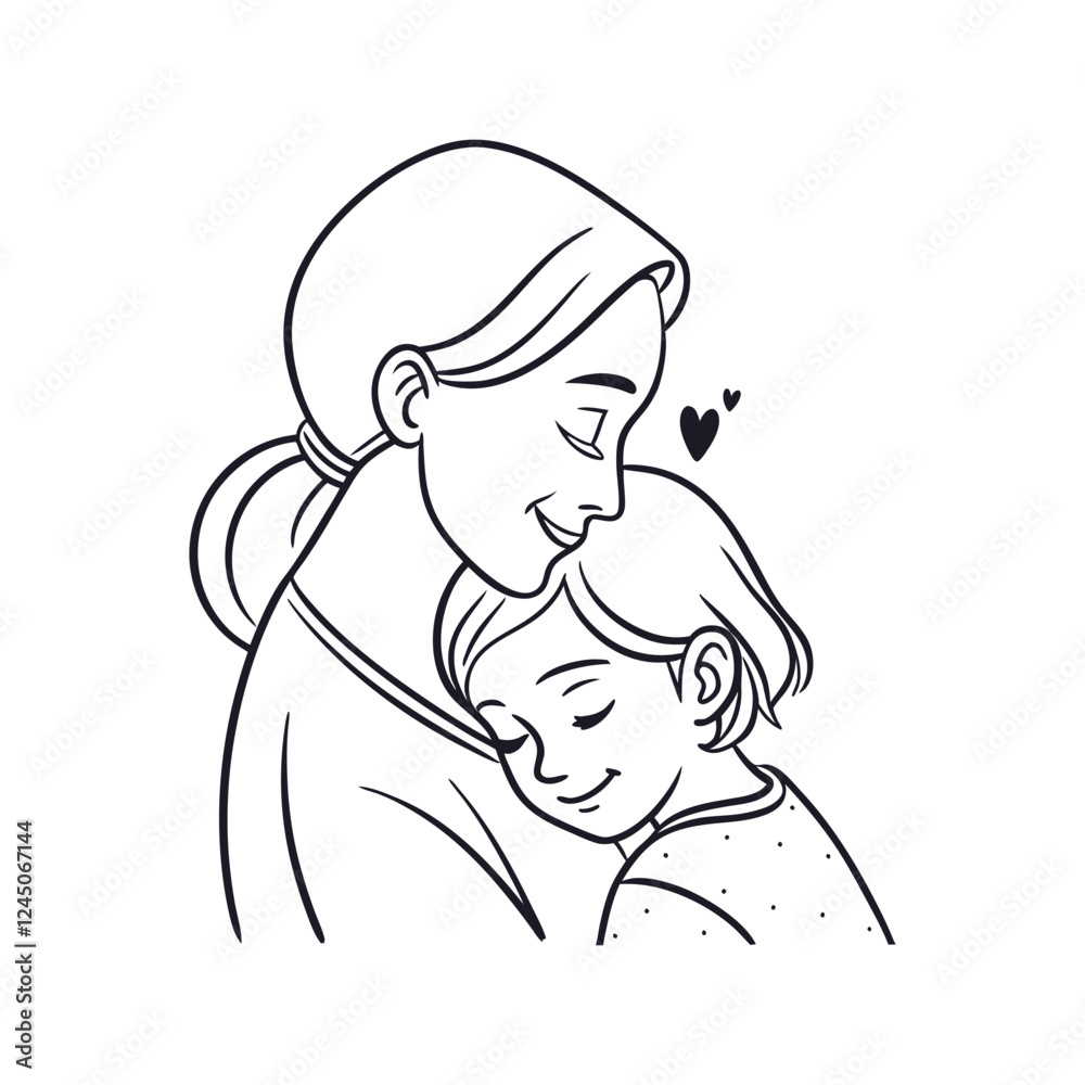 Mom with her children illustration clip art design Mom with her children illustration clip art design