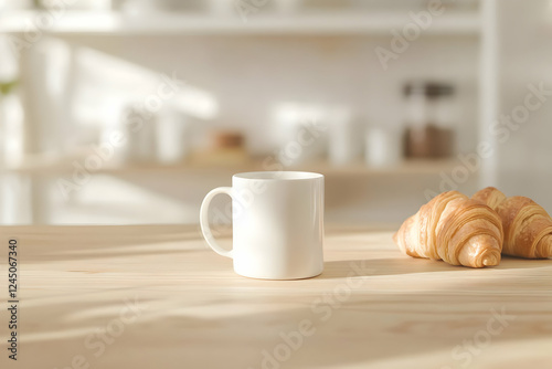 White Mug and Croissants Si...