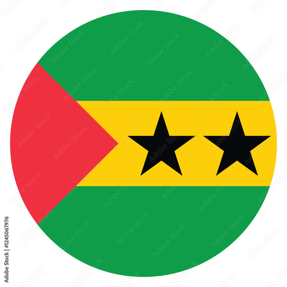 SAO Tome and Principe flag. SAO Tome and Principe circle flag logo icon computer vector illustration design SAO Tome and Principe flag. SAO Tome and Principe circle flag logo icon computer vector illustration design