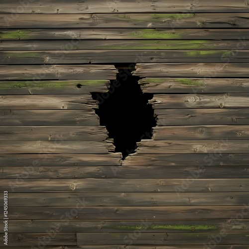 A broken wooden wall with m...