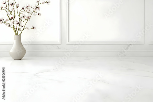 White flowers in a vase sit...