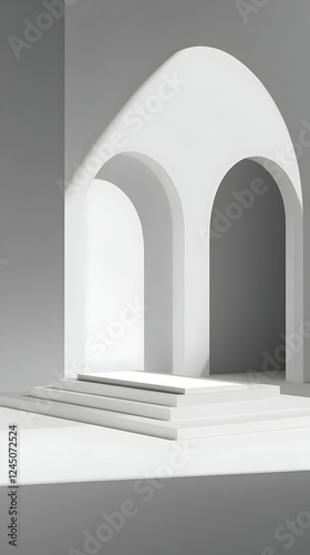 3D Minimalist White Podium ...