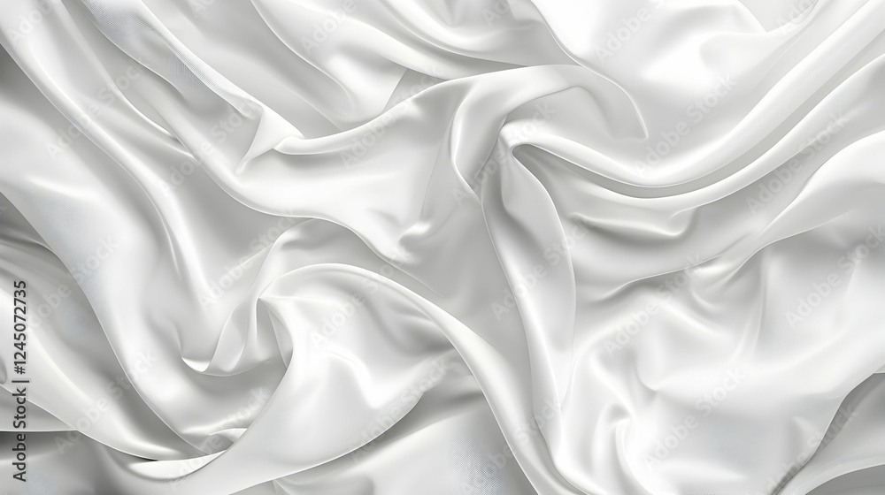 Obraz premium White silk fabric draped elegantly, showcasing soft folds and smooth texture, ideal for backgrounds