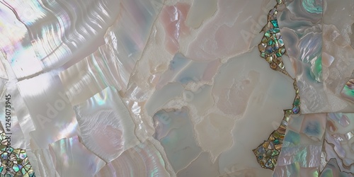 Mother of Pearl Decorative Mosaic Tiles with Inlaid Abalone Accents Close Up