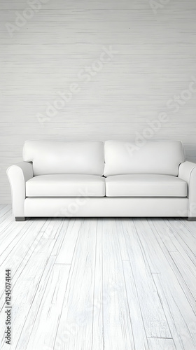 White sofa sits on a white ...