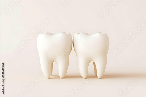 Two White 3D Teeth Models S...