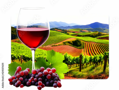Glass of Red Wine Sits Besi...