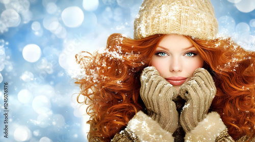 Redhead Woman in Winter Clo...
