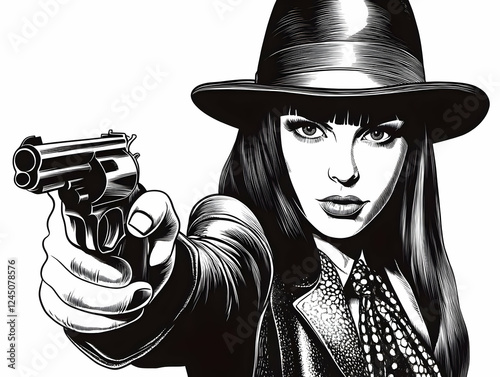 Woman in Fedora Hat Holds R...