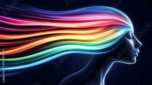 Rainbow Hair Flows from a W...