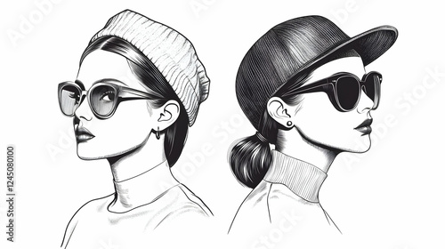 Two Stylish Women in Hats a...