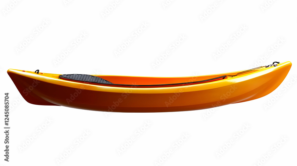 Vibrant Yellow Kayak Isolated on White Background, Ready for Adventure Vibrant Yellow Kayak Isolated on White Background, Ready for Adventure
