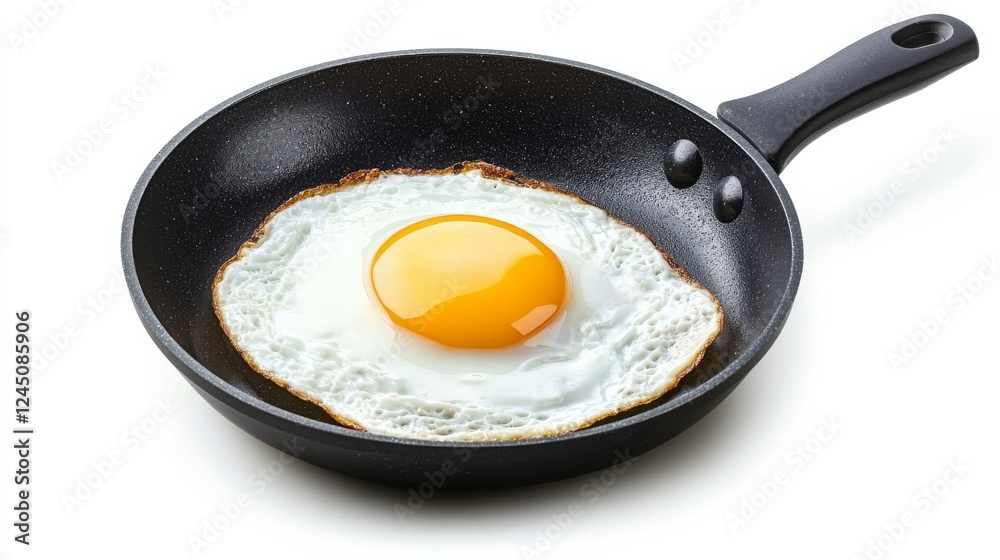 Perfectly Fried Egg: A perfectly cooked sunny-side up egg, glistening with a golden yolk, rests in a black skillet, ready to be enjoyed for a simple and satisfying breakfast. Perfectly Fried Egg: A perfectly cooked sunny-side up egg, glistening with a golden yolk, rests in a black skillet, ready to be enjoyed for a simple and satisfying breakfast.