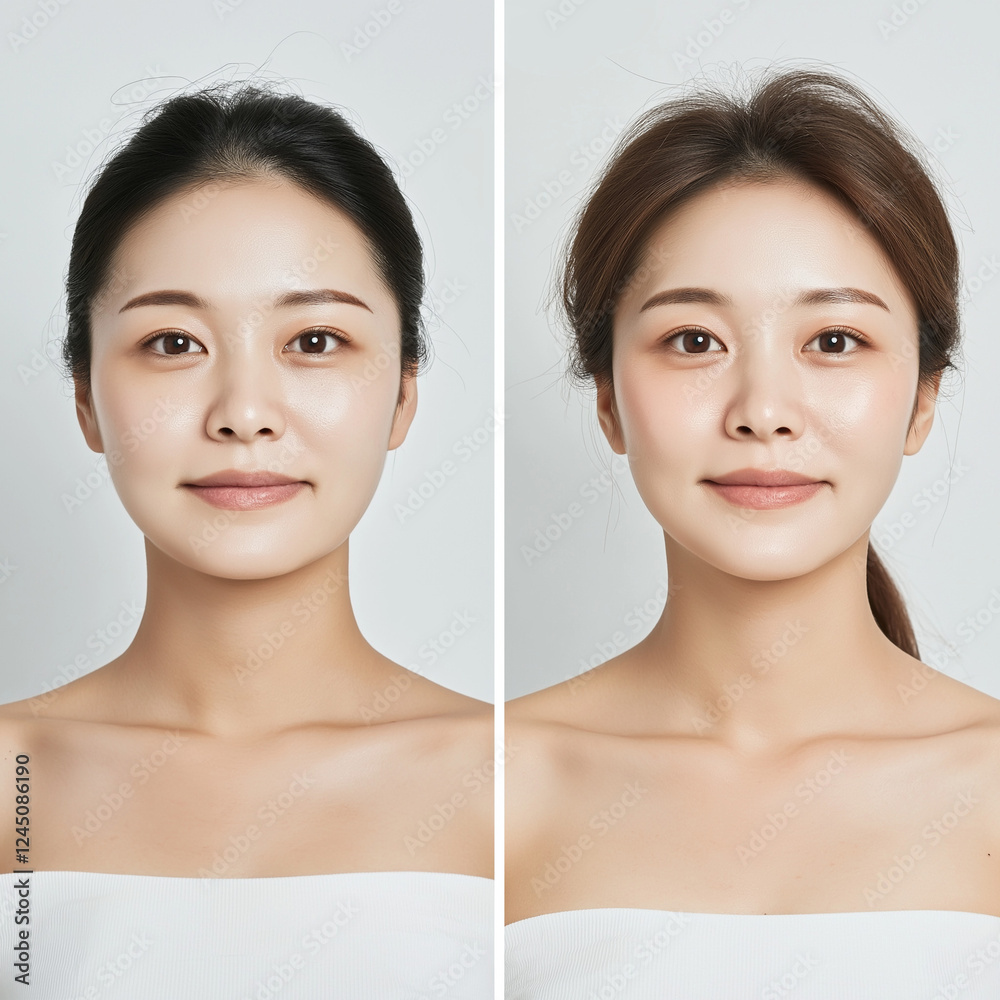 Before and After Comparison Of Skincare Improvements in Female Portrait Shots Before and After Comparison Of Skincare Improvements in Female Portrait Shots