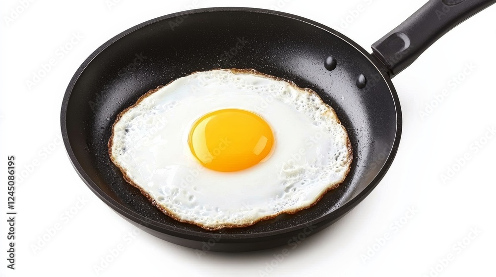 Perfectly Fried Egg: A perfectly cooked fried egg with a runny yolk rests in a black frying pan, capturing the essence of a simple yet satisfying breakfast. Perfectly Fried Egg: A perfectly cooked fried egg with a runny yolk rests in a black frying pan, capturing the essence of a simple yet satisfying breakfast.