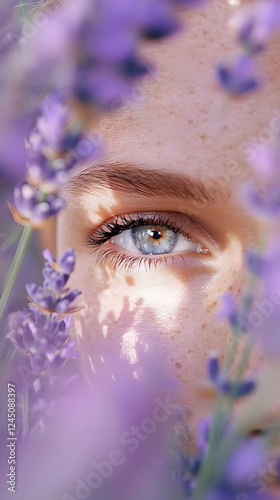 Close-up of Eye with Lavend...