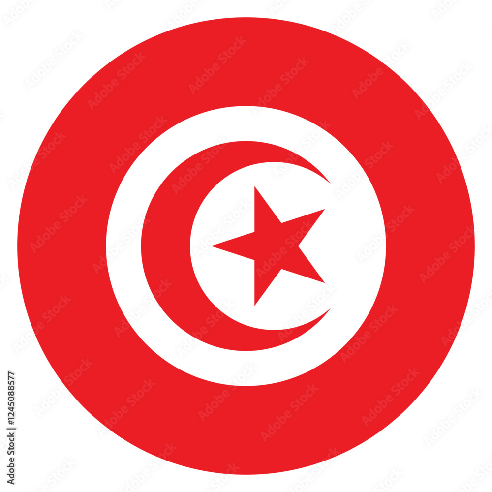 Tunisia flag. Tunisia circle flag logo icon computer vector illustration design Tunisia flag. Tunisia circle flag logo icon computer vector illustration design
