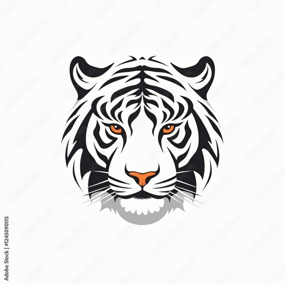 Striking White Tiger Head Illustration Showcasing Unique Fur Patterns and Piercing Orange Eyes. Generative AI Striking White Tiger Head Illustration Showcasing Unique Fur Patterns and Piercing Orange Eyes. Generative AI