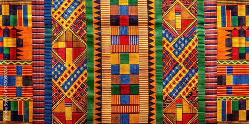 African Kente cloth with intricate geometric designs and vibrant colors, traditional, colorful,  traditional