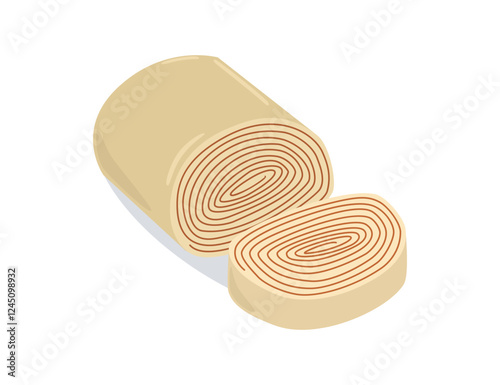 Traditional brazilian roll cake illustration. Bolo de rolo vector.