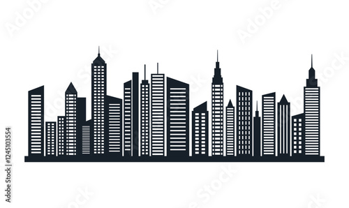 Silhouette of Cityscape Skyscrapers Buildings Landscape Wallpaper in Modern City Town